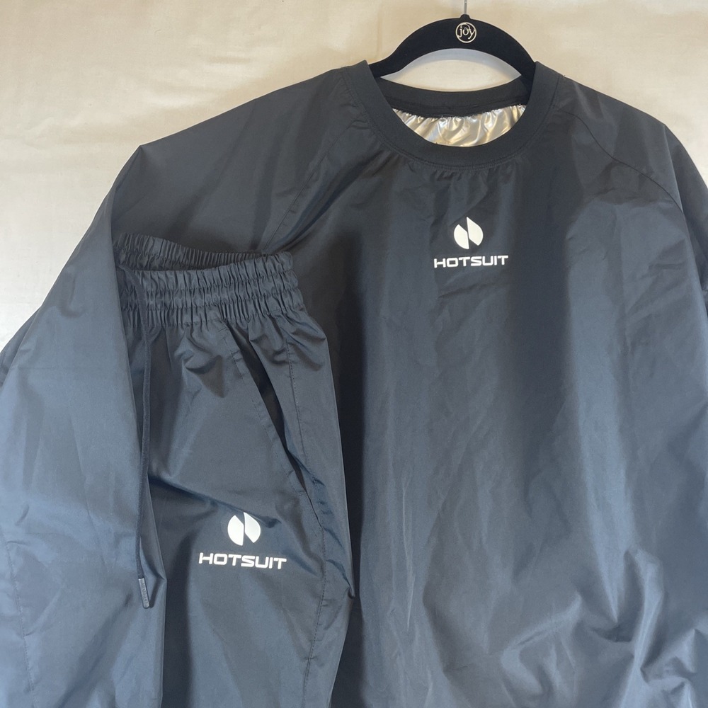 HOTSUIT Jacket and Pants Black Sauna Weight Loss Workout Running Sweat Set Small
